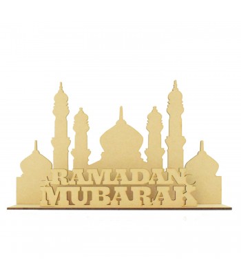 Laser Cut 3mm 'Ramadan Mubarak' Temple Sign on stand