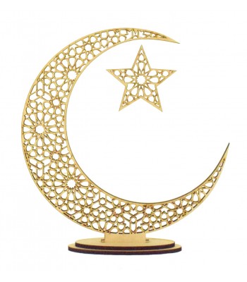 Laser Cut Arabic Moon on Stands with Hanging Star - 6MM