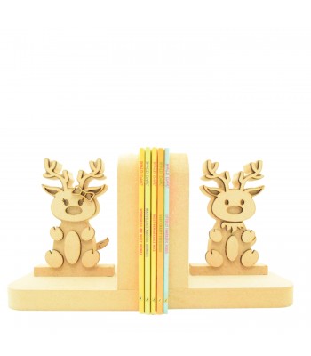 18mm Freestanding MDF 3d Reindeer With Accessories Pair of Bookends