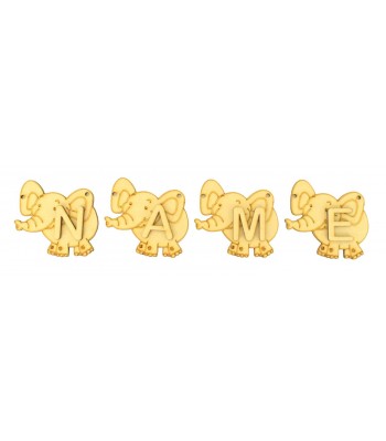 Laser Cut Personalised Elephant Bunting with Letters - (AR)