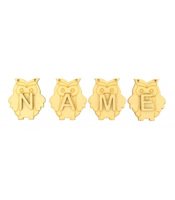 Laser Cut Personalised Owl Bunting with Letters - (AR)