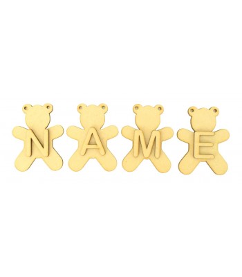 Laser Cut Personalised Teddy Bunting with Letters - (AR)