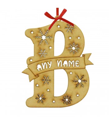 Laser Cut Personalised Letter Christmas Decoration - Stencil - Snowflakes