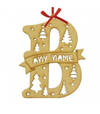 Laser Cut Personalised Letter Christmas Decoration - Stencil - Christmas Trees