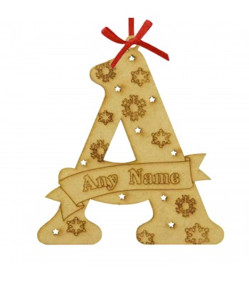Laser Cut Personalised Letter Christmas Decoration - Etched - Snowflakes