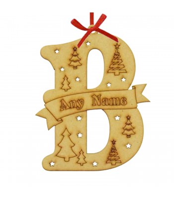 Laser Cut Personalised Letter Christmas Decoration - Etched - Christmas Trees