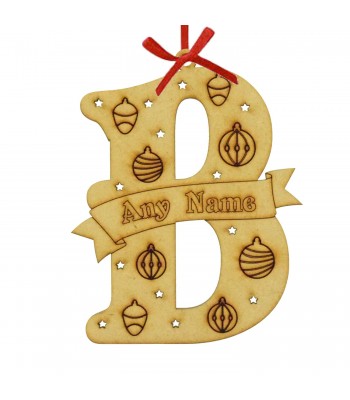 Laser Cut Personalised Letter Christmas Decoration - Etched - Christmas Baubles