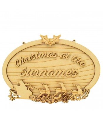 Laser Cut Personalised 'Christmas at the...' 3D Detailed Layered Oval Christmas Plaque - Size Options