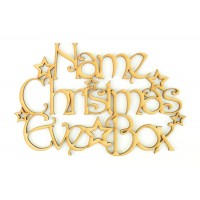 Laser cut Personalised 'Christmas Eve Box' Sign with a Decorative Font and Stars - Size Options
