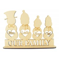 Laser Cut Personalised Christmas Snowman Family on a Stand - 6mm