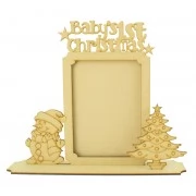 Laser cut 'Baby's 1st Christmas' Photo Frame on a Stand