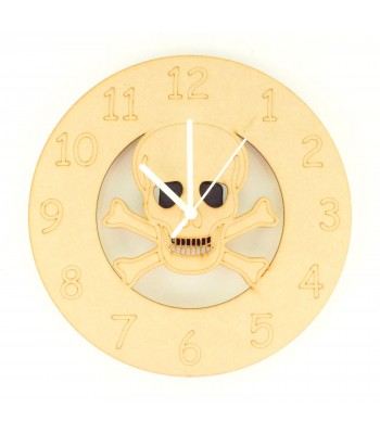 Laser cut Skull and Crossbones Clock with Clock Mechanism