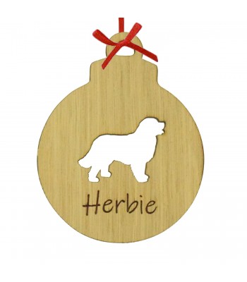Laser Cut Personalised Oak Veneer Engraved Christmas Decoration - Dog Bauble