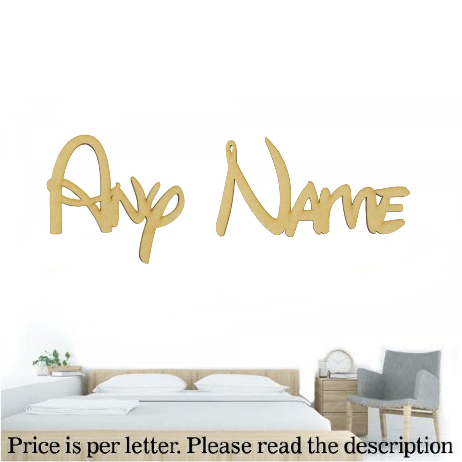 Name Personalised Wall Door Sign Wood Laser Cut mdf Craft Blank Calligraphy Text 