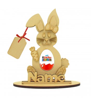Laser Cut Personalised Kinder Egg 3d Easter Bunny Rabbit On A Stand 3 Faces to choose from