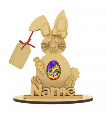 Laser Cut Personalised Creme Egg 3d Easter Bunny Rabbit On A Stand 3 Faces to choose from
