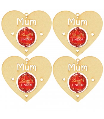 Laser Cut 'Mum' Heart Shape Ferrero Rocher or Lindt Chocolate Ball Holder - 4 Pack