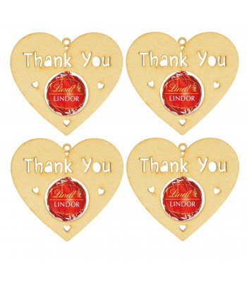 Laser Cut 'Thank You' Heart Shape Ferrero Rocher or Lindt Chocolate Ball Holder - 4 Pack