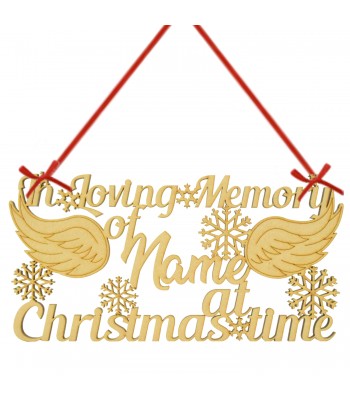 Laser Cut Personalised 'In Loving Memory...' Sign with Angle Wings - Size Options