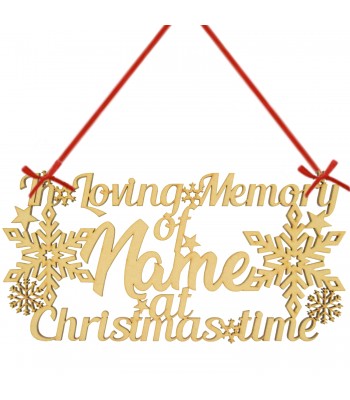 Laser Cut Personalised 'In Loving Memory...' Sign with snowflakes - Size Options