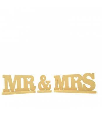 18mm Personalised Mr & Mrs On Separate Stands With Mouse Head Cut Out Detail