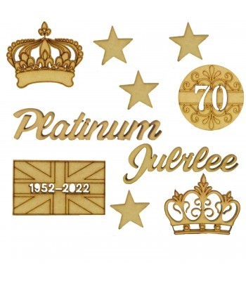 Laser Cut 3mm 'The Queen's Jubilee' Themed Craft Shapes  