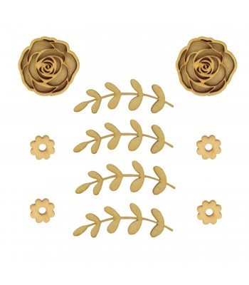 Laser Cut 3mm 3D Roses Leaves And Small Flower Shapes  