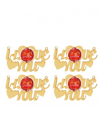 Laser Cut 'I love you' Valentines Ferrero Rocher or Lindt Chocolate Ball Holder - 4 Pack