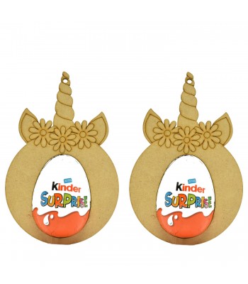 Laser Cut Easter Pack Of 2 Baubles To Hold A Single Kinder Egg - Unicorn 