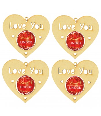 Laser Cut 'Love You' Valentines Heart Ferrero Rocher or Lindt Chocolate Ball Holder - 4 Pack