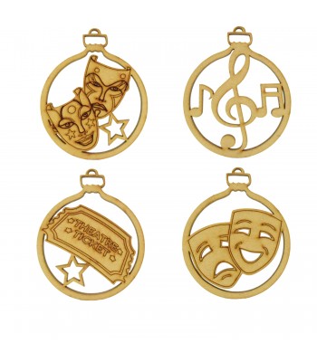 Laser Cut Pack of 4 Christmas Tree Baubles - Musical Theatre Theme