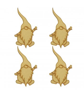Laser Cut 3mm Gonks Waving with Etched Detail - 4 Pack