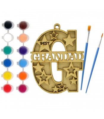 Laser Cut Children's Paint Your Own Layered Letter Bauble - G is for Grandad