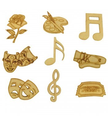 Laser Cut 3mm 'Musical Theatre' Themed Craft Shapes  