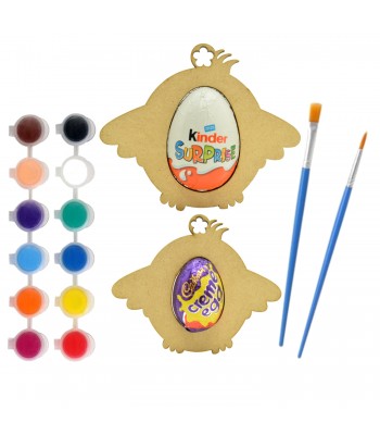 Laser Cut Children's Paint Your Own Kinder Egg And Creme Egg Bauble Pack - Chick