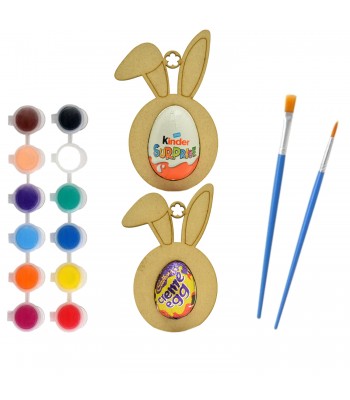 Laser Cut Children's Paint Your Own Kinder Egg And Creme Egg Bauble Pack - Bunny Ears 
