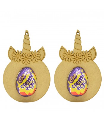 Laser Cut Easter Pack Of 2 Baubles To Hold A Single Creme Egg - Unicorn 