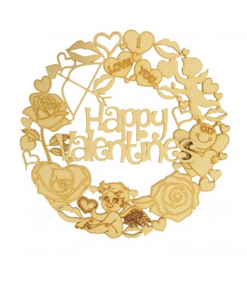 Laser Cut Detailed Valentines Wreath with 3D 'Happy Valentines' Sign