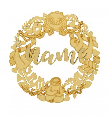 Laser Cut Detailed Sloth Design Wreath -  Personalised 3D Wording Options