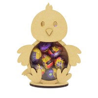 Personalised 18mm Re Fillable Chocolate and Sweets Easter Drop Box - Laser Cut 3mm 3D Design On 6mm Stand - Chick Design