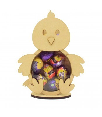 Personalised 18mm Re Fillable Chocolate and Sweets Easter Drop Box - Laser Cut 3mm 3D Design On 6mm Stand - Chick Design