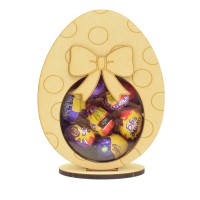 Personalised 18mm Re Fillable Chocolate and Sweets Easter Drop Box - Laser Cut 3mm 3D Design On 6mm Stand - Easter Egg Design