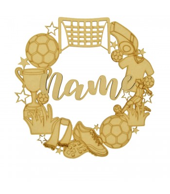 Laser Cut Detailed Football Design Wreath -  Personalised 3D Wording Options