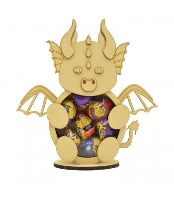Personalised 18mm Re Fillable Chocolate and Sweets Easter Drop Box - Laser Cut 3mm 3D Design On 6mm Stand - Dragon Design