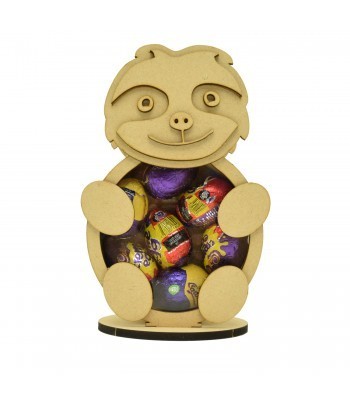 Personalised 18mm Re Fillable Chocolate and Sweets Easter Drop Box - Laser Cut 3mm 3D Design On 6mm Stand - Sloth Design