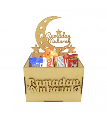 Laser Cut Ramadan Mubarak Hamper Treat Boxes - Ramadan Mubarak Stencil Star Moon Design