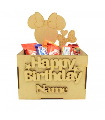 Laser Cut Birthday Hamper Treat Boxes - Girl Mouse With Bow Theme