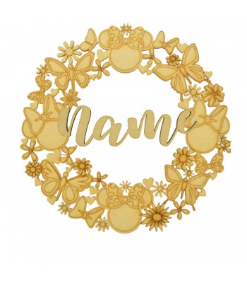 Laser Cut Detailed Girl Mouse Design Wreath -  Personalised 3D Wording Options