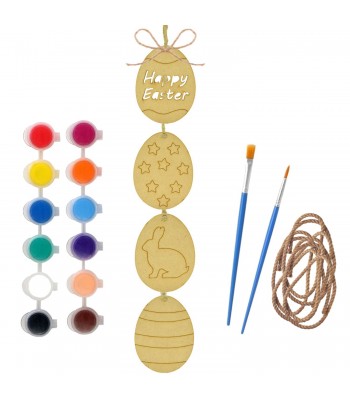 Laser Cut Set of 4 Egg Baubles Children's Paint Your Own Kits - Rabbit Star Theme