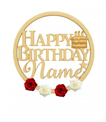 Laser Cut Personalised Name and Date Happy Birthday Dream Catcher Frame - Wall Art Hoop  - Size Options